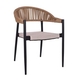 ΠΟΛΥΘΡΟΝΑ ΑΛΟΥΜΙΝΙΟΥ ΓΚΡΙ  ΜΕ ROUND WICKER ΜΠΕΖ ΚΑΦΕ 56x55x76Υεκ.