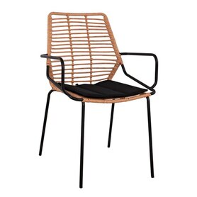 ΠΟΛΥΘΡΟΝΑ ΜΕΤΑΛΛΙΚΗ ALLEGRA  ΜΑΥΡΗ ΜΕ ΜΠΕΖ WICKER 57X58X89Y εκ.