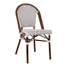 ΚΑΡΕΚΛΑ BISTRO ΑΛΟΥΜΙΝΙΟΥ BAMBOO LOOK ΜΕ ΛΕΥΚΟ-ΜΑΥΡΟ RATTAN  45x54x90Υεκ.