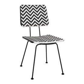 ΚΑΡΕΚΛΑ ΜΕΤΑΛΛΙΚΗ ALLEGRA  ΜΕ WICKER ΜΑΥΡΟ-ΛΕΥΚΟ 46x56x88Υ εκ.