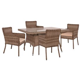 ΣΕΤ 5ΤΜΧ RATTAN ΜΕ ΤΡΑΠΕΖΙ 150X90Χ77Y & ΠΟΛΥΘΡΟΝΕΣ ΜΕ ΜΑΞΙΛΑΡΙΑ ΜΠΕΖ 