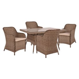 ΣΕΤ 5ΤΜΧ RATTAN ΜΕ ΤΡΑΠΕΖΙ 150X90Χ77Y & ΠΟΛΥΘΡΟΝΕΣ ΜΕ ΜΑΞΙΛΑΡΙΑ ΜΠΕΖ 