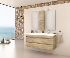 Έπιπλο Μπάνιου Πλήρες Σέτ LUXUS 120 / PL Wood με Νιπτήρα και Καθρέπτη 