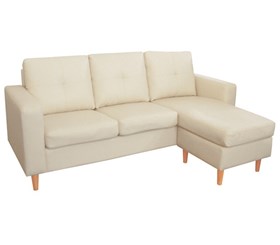 Καναπές Γωνία Liana Κρεμ Δερματίνη 194 x 130 x 80εκ. - 40-0073