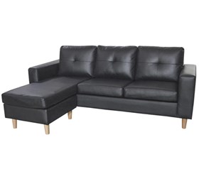Καναπές Γωνία Liana Μαύρο Δερματίνη 194 x 130 x 80εκ. - 40-0071
