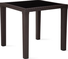 Τραπέζι Πολυπροπυλενίου Καφέ 80x80x76 ANTARES 4 Με Γυάλινη Επιφάνεια - 39-8124  