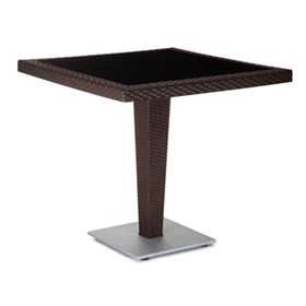 Τραπέζι Πολυπροπυλενίου Καφέ  80x80x75 ANTARES 80 Με Γυάλινη Επιφάνεια - 39-6231