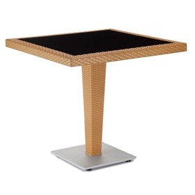 Τραπέζι Πολυπροπυλενίου Σκούρο-Μπεζ 80x80x75 ANTARES 80 Με Γυάλινη Επιφάνεια - 39-6231 