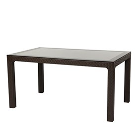 Τραπέζι Πολυπροπυλενίου Καφέ 150x90x75 ARIZONA 150 Με Γυάλινη Επιφάνεια - 39-5216