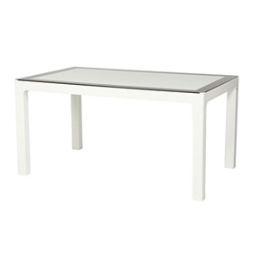 Τραπέζι Πολυπροπυλενίου Λευκό 150x90x75 ARIZONA 150 Με Γυάλινη Επιφάνεια - 39-5216