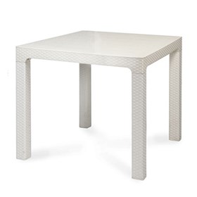 Τραπέζι Πολυπροπυλενίου Λευκό 80x80x75 ARIZONA 80 Σε Σχέδιο Rattan   - 39-9123