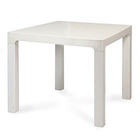 Τραπέζι Πολυπροπυλενίου Λευκό 90x90x75 Rattan ARIZONA 90 Σε Σχέδιο Rattan - 39-1012
