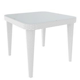 Τραπέζι Πολυπροπυλενίου 90x90x76 OSAKA90 Λευκό Με Γυάλινη Επιφάνεια - 39-3916