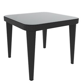 Τραπέζι Πολυπροπυλενίου  90x90x76 OSAKA 90 Μαύρο Με Γυάλινη Επιφάνεια - 39-3916