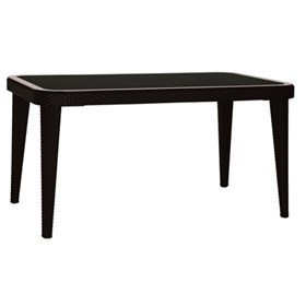 Τραπέζι Πολυπροπυλενίου Μαύρο Με Γυάλινη Επιφάνεια 150x90x76 OSAKA - 39-4851