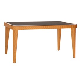Τραπέζι Πολυπροπυλενίου Σκούρο-Μπεζ Με Γυάλινη Επιφάνεια 150x90x76 OSAKA -  39-4851